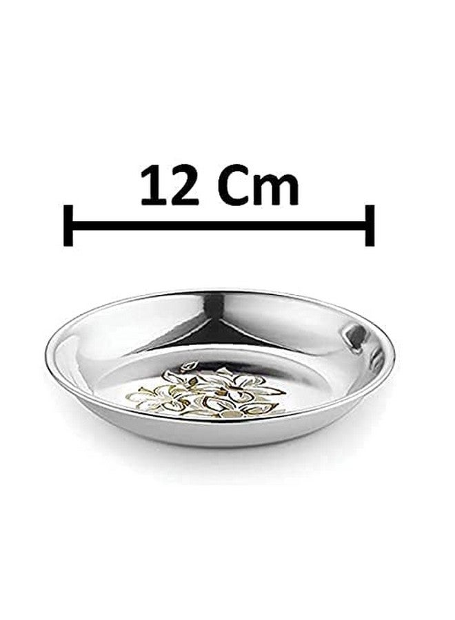 KC Stainless Steel Halwa Plate/Snacks Plate/Sweet Dish/Ice Cream Vati/Dessert Dish Heavy Gauge with Laser Design Set of 6 - Image 4