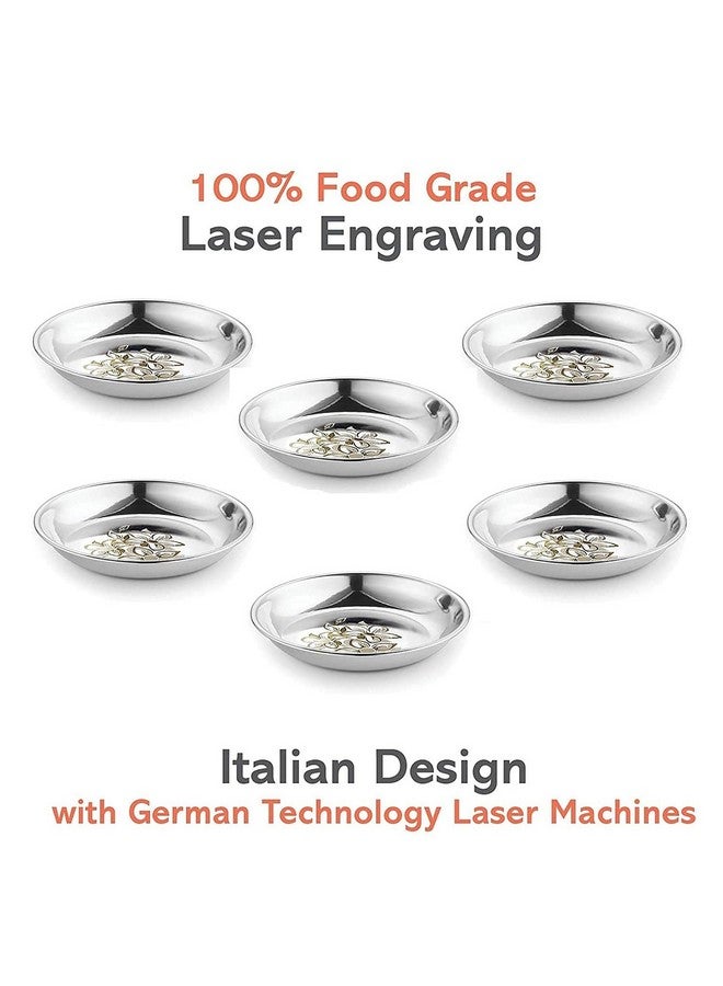 KC Stainless Steel Halwa Plate/Snacks Plate/Sweet Dish/Ice Cream Vati/Dessert Dish Heavy Gauge with Laser Design Set of 6 - Image 3