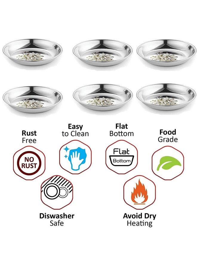 KC Stainless Steel Halwa Plate/Snacks Plate/Sweet Dish/Ice Cream Vati/Dessert Dish Heavy Gauge with Laser Design Set of 6 - Image 5