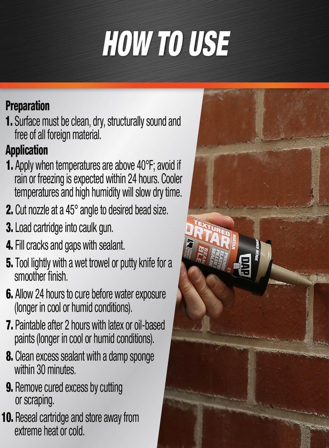 DAP Textured Mortar Premium Elastomeric Latex Filler & Sealant, Beige, 10.1 Oz (7079810081) - Image 3