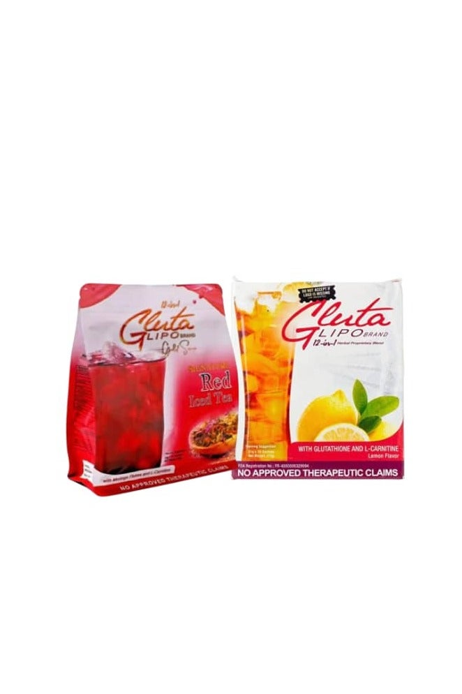 Glutalipo  Red Iced Tea 10 sachets+Whitening and slimming juice 21 gm x 10 sachets - Image 1