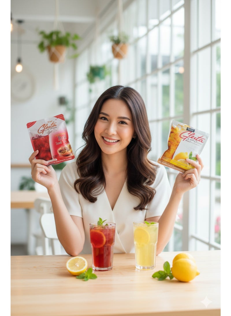 Glutalipo  Red Iced Tea 10 sachets+Whitening and slimming juice 21 gm x 10 sachets - Image 2