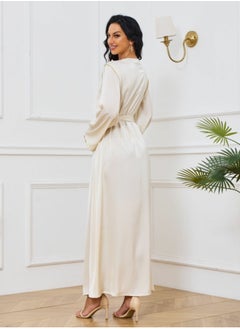 إسكدنيا إمرأة مسلمة Abaya مساء ثوب حزب ثوب مع حزام سير  - Image 2