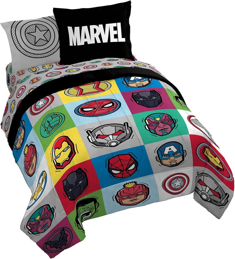 Jay Franco Marvel Avengers Pop 7 Piece Queen Size Bed Set - Includes Comforter & Sheet Set - Super Soft Fade Resistant Microfiber (Official Marvel Product) - Image 1