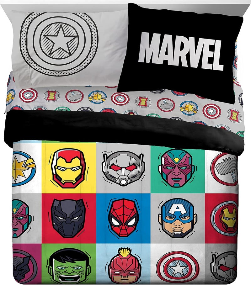 Jay Franco Marvel Avengers Pop 7 Piece Queen Size Bed Set - Includes Comforter & Sheet Set - Super Soft Fade Resistant Microfiber (Official Marvel Product) - Image 2