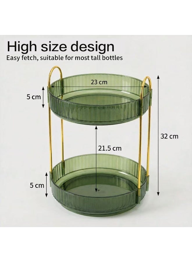 منظم مكياج دوار 360 درجة سهل الوصول | رف مستحضرات تجميل ذو طبقتين بسعة كبيرة لأدوات الزينة والعطور والعناية بالبشرة - Image 3