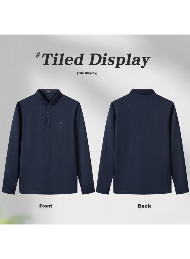 Firs Men's Long Sleeve T-shirt With Collar, Polo Cotton Blend Silk, Spring And Autumn Skin-friendly Base Layer - Image 4
