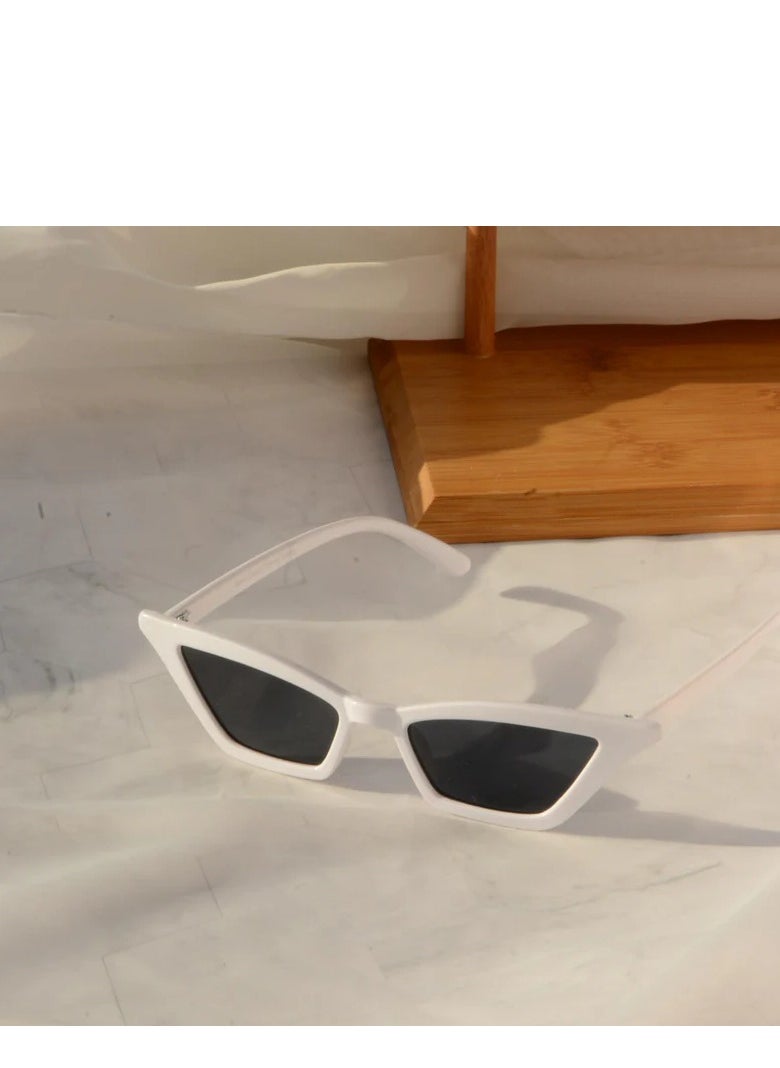 ماركة غير محددة - White Retro Rectangle Sunglasses - Image 1