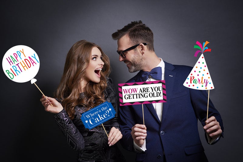Sterling James Co. Funny Birthday Photo Booth Props - 47 Pieces - 21st - 30th - 40th - 50th - 60th - 70th - 80th - 90th - Birthday Party Supplies, Decorations and Favors Multi Color - Image 2