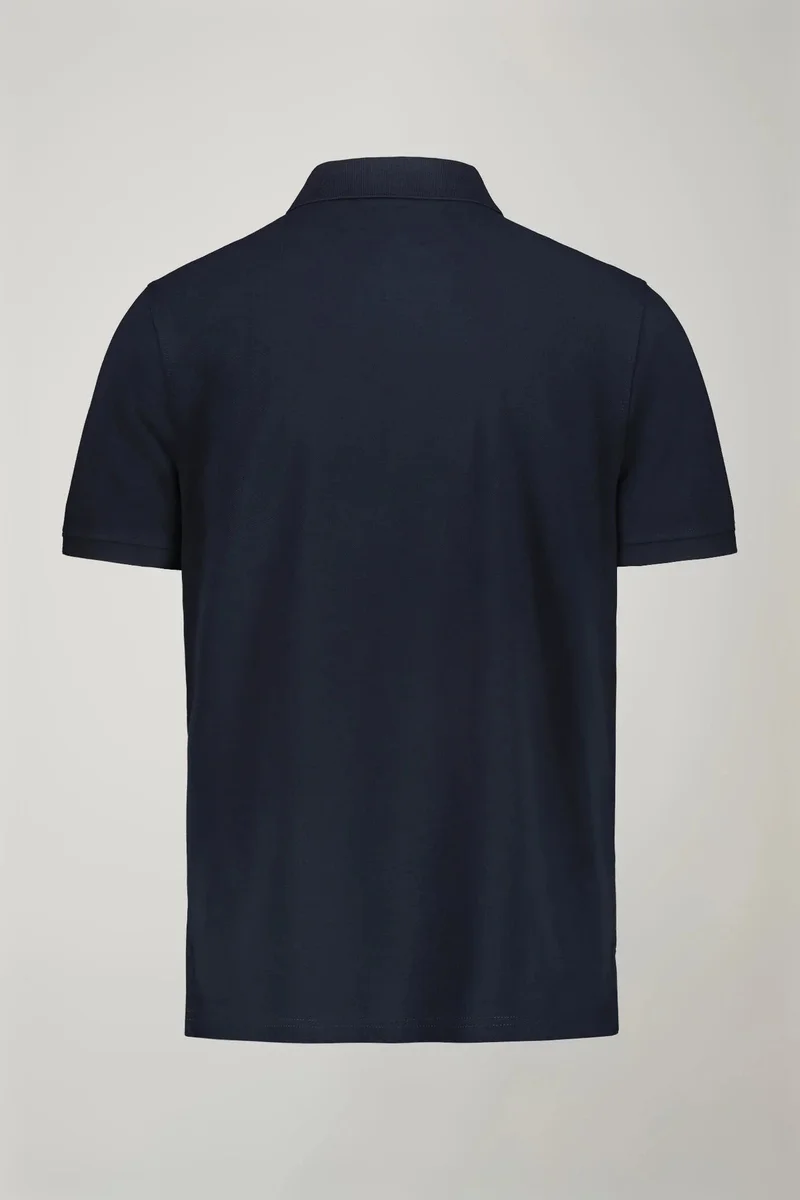 Doppelganger Blue Men's short sleeve polo shirt 100% piquet cotton regular fit - DK Blue for Men | Best Price UAE