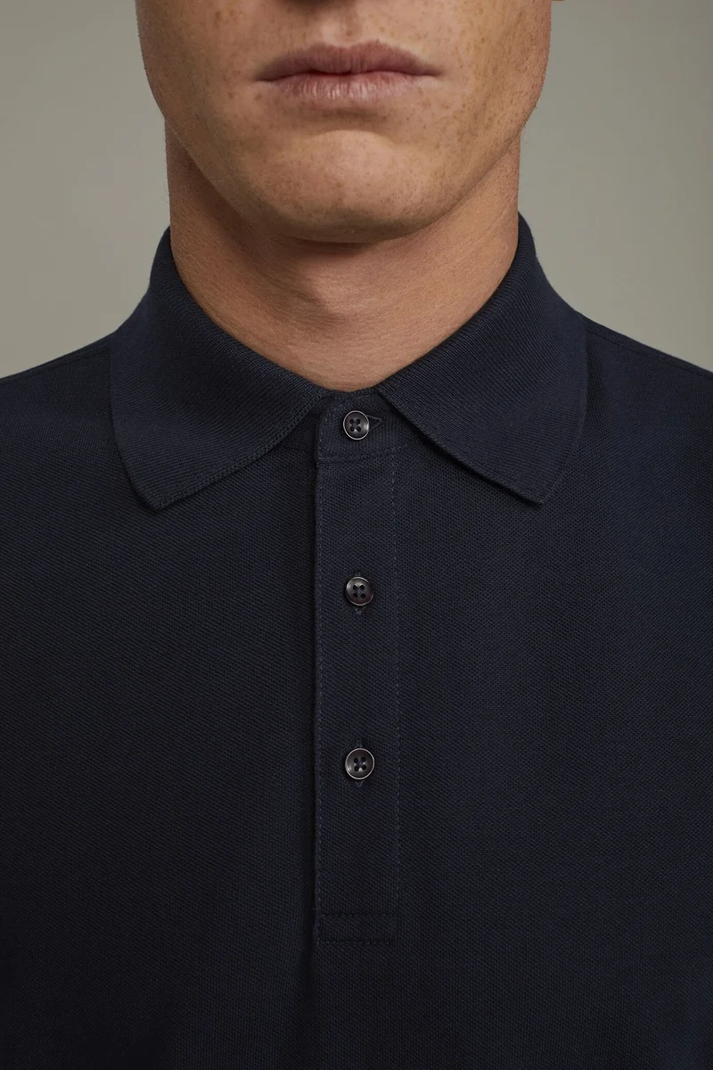 Doppelganger Blue Men's short sleeve polo shirt 100% piquet cotton regular fit - DK Blue for Men | Best Price UAE