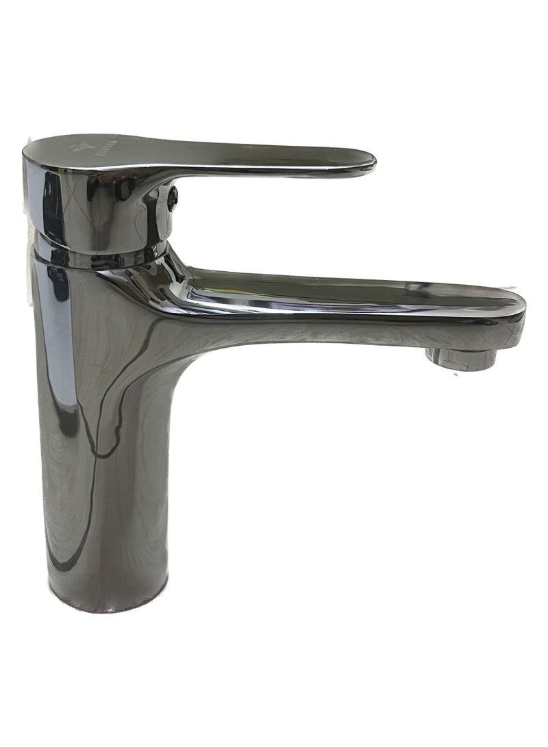 Hot and cold bathroom sink mixer made of zinc alloy anti rust chrome color with 60 cm water hoses - Image 5