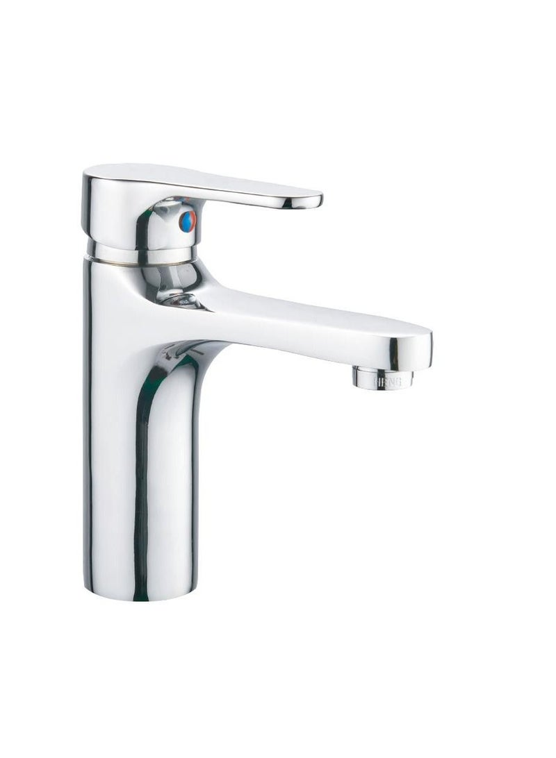 Hot and cold bathroom sink mixer made of zinc alloy anti rust chrome color with 60 cm water hoses - Image 1