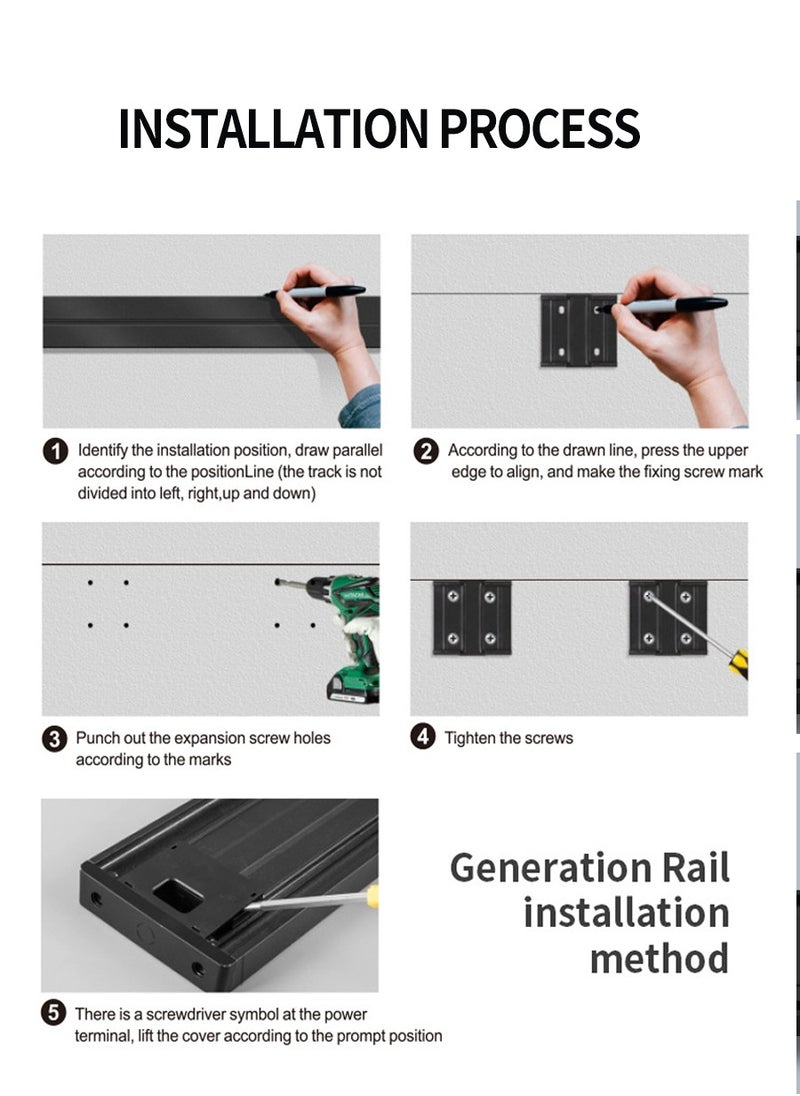 Beirui - 60cm Long with 4 universal Power Points, 1 usb Power Socket, Removable Safety Power Socket, Portable Power Rail, Surface Mount Rail Socket with Terminal Blocks for Kitchens, Bathrooms and Offices. - Image 1