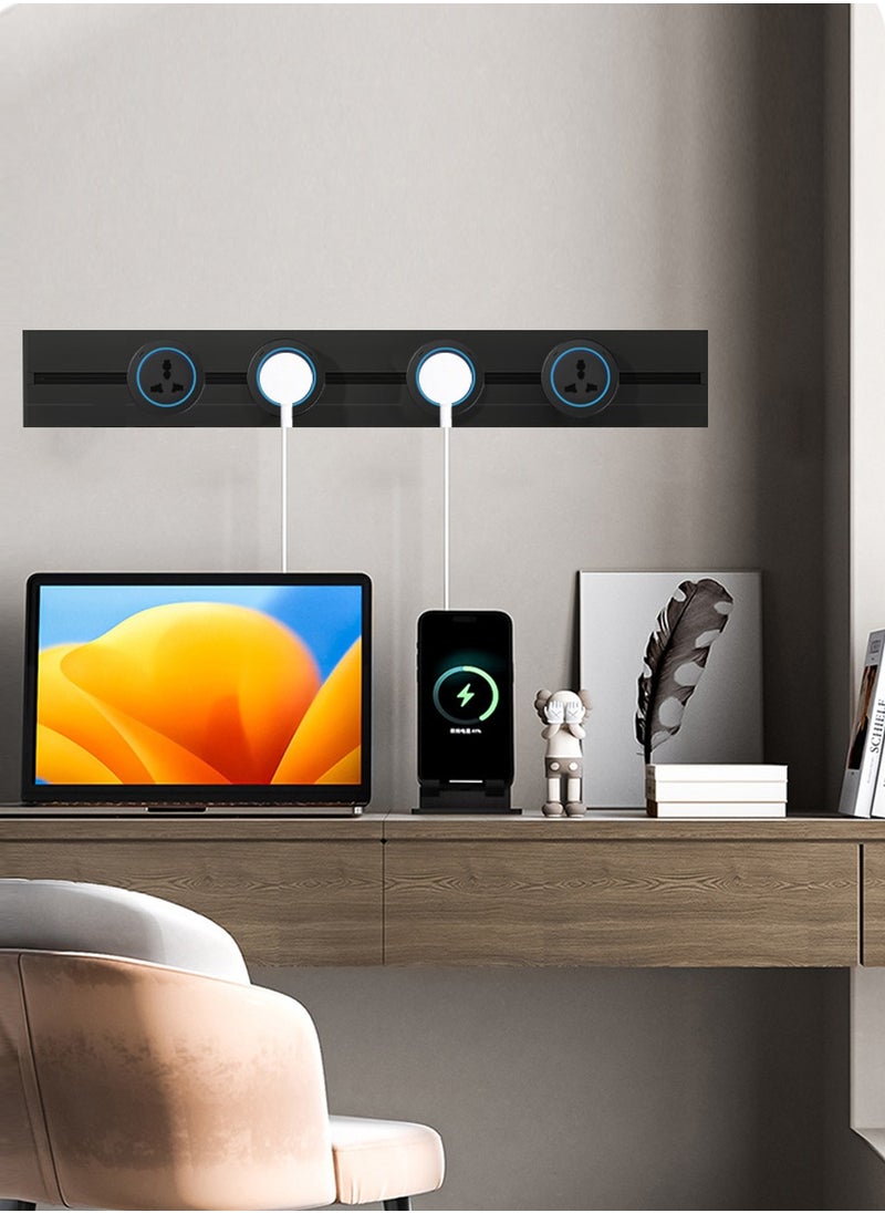 Beirui - 60cm Long with 4 universal Power Points, 1 usb Power Socket, Removable Safety Power Socket, Portable Power Rail, Surface Mount Rail Socket with Terminal Blocks for Kitchens, Bathrooms and Offices. - Image 1