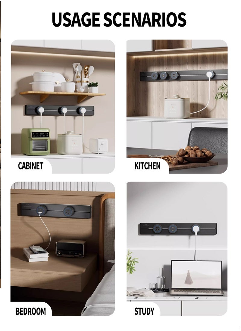 Beirui 60cm Long with 4 universal Power Points, 1 usb Power Socket, Removable Safety Power Socket, Portable Power Rail, Surface Mount Rail Socket with Terminal Blocks for Kitchens, Bathrooms and Offices.  - Image 5