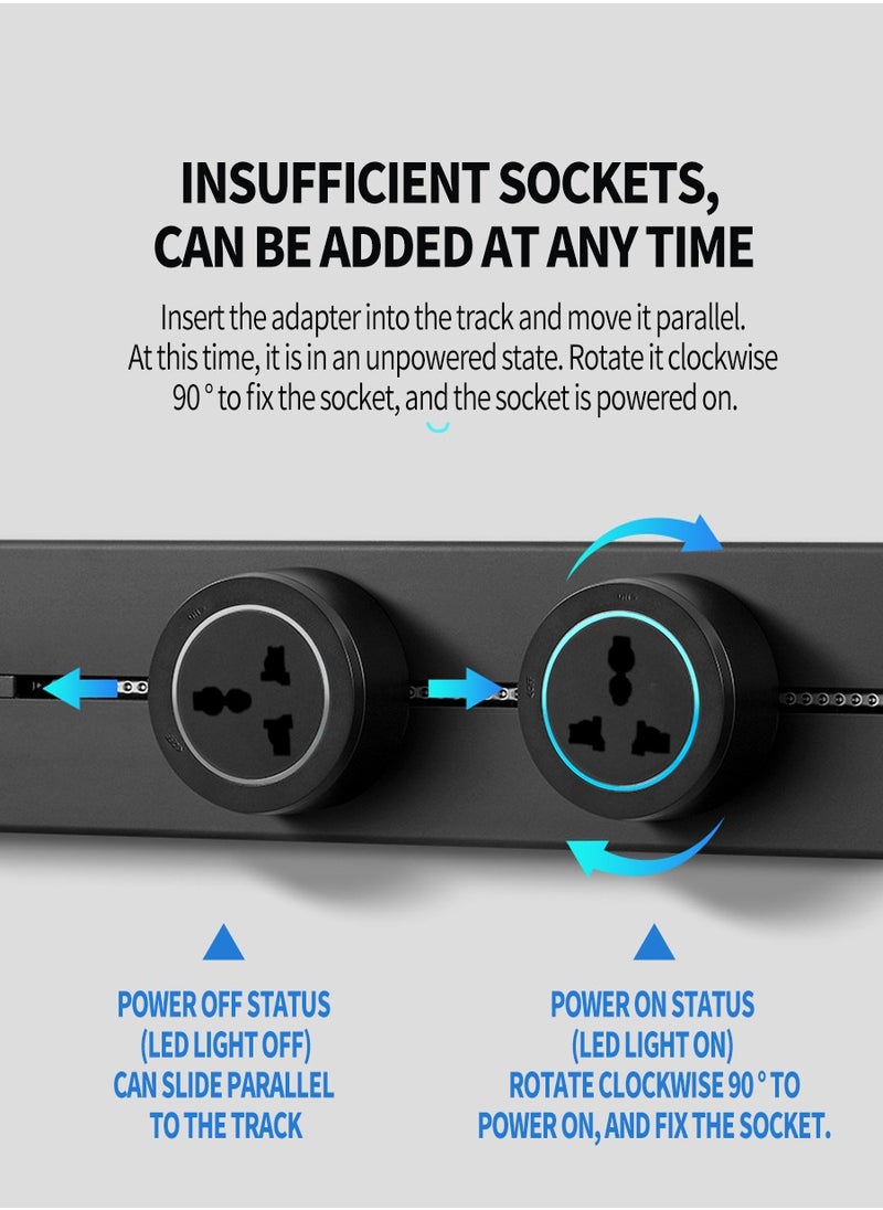 Beirui - 60cm Long with 4 universal Power Points, 1 usb Power Socket, Removable Safety Power Socket, Portable Power Rail, Surface Mount Rail Socket with Terminal Blocks for Kitchens, Bathrooms and Offices. - Image 1