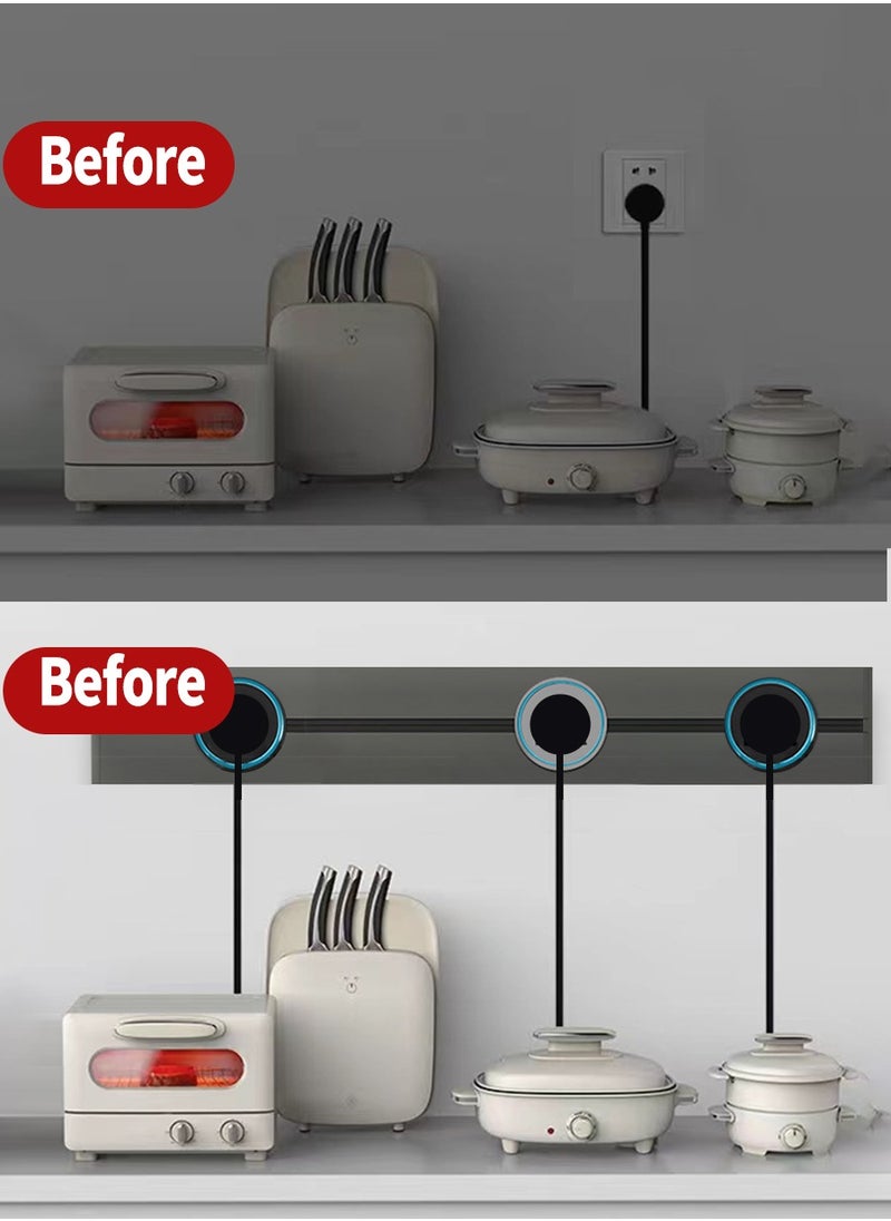 Beirui - 60cm Long with 4 universal Power Points, 1 usb Power Socket, Removable Safety Power Socket, Portable Power Rail, Surface Mount Rail Socket with Terminal Blocks for Kitchens, Bathrooms and Offices. - Image 1