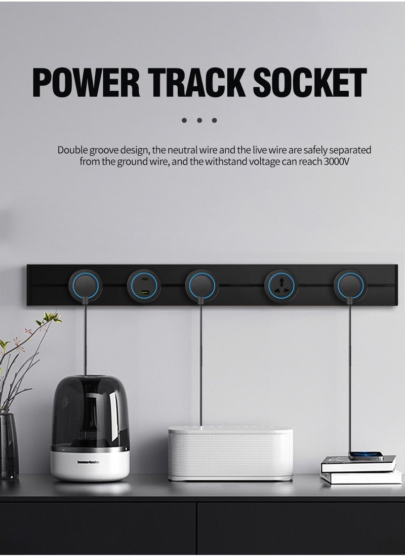 Beirui 60cm Long with 4 universal Power Points, 1 usb Power Socket, Removable Safety Power Socket, Portable Power Rail, Surface Mount Rail Socket with Terminal Blocks for Kitchens, Bathrooms and Offices.  - Image 3