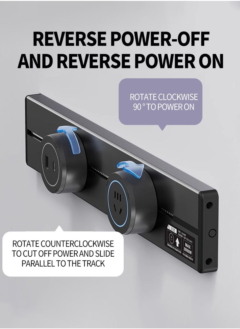 Beirui - 60cm Long with 4 universal Power Points, 1 usb Power Socket, Removable Safety Power Socket, Portable Power Rail, Surface Mount Rail Socket with Terminal Blocks for Kitchens, Bathrooms and Offices. - Image 1