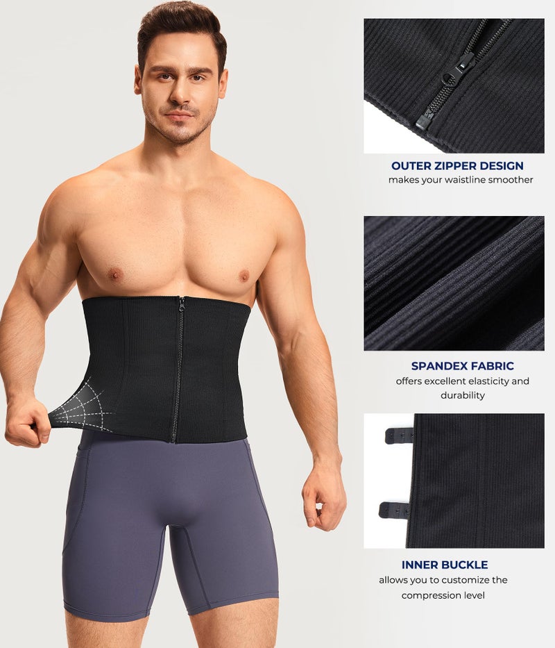TAILONG Waist Trainer for Men Shapewear Tummy Control Body Shaper Slimming Girdle Fajas para Hombres Corset with Zipper Black - Image 2