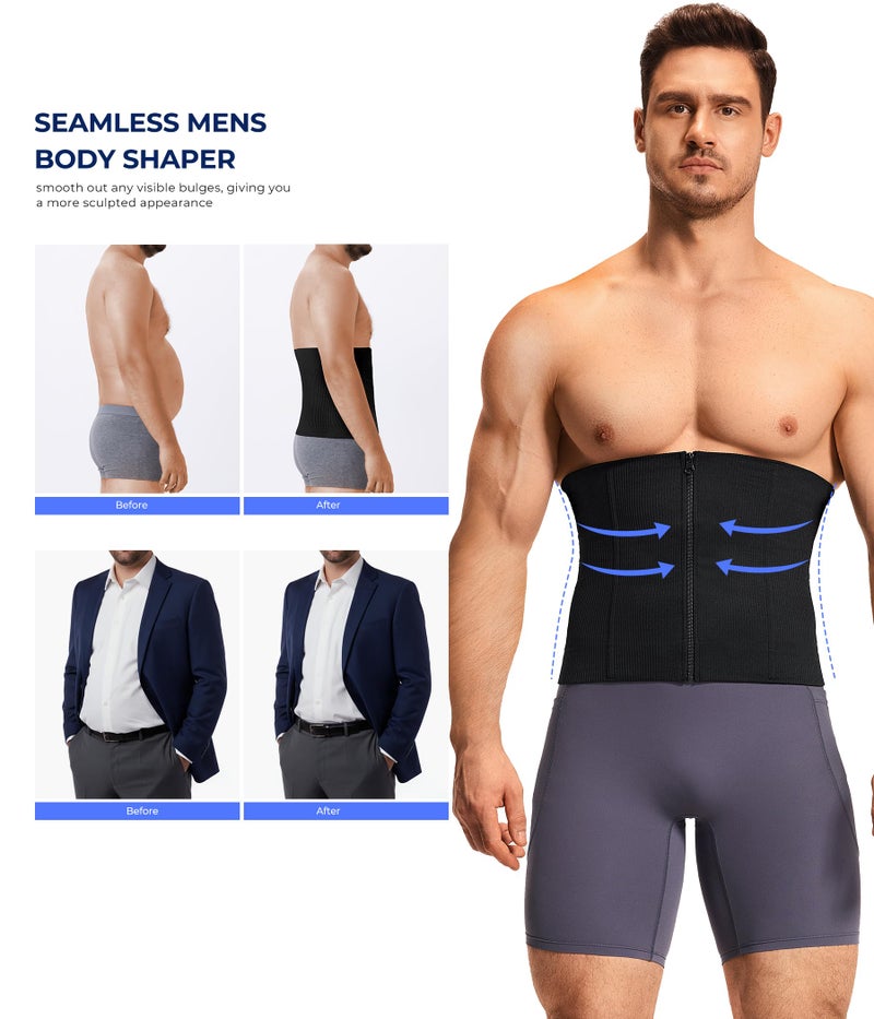 TAILONG Waist Trainer for Men Shapewear Tummy Control Body Shaper Slimming Girdle Fajas para Hombres Corset with Zipper Black - Image 4