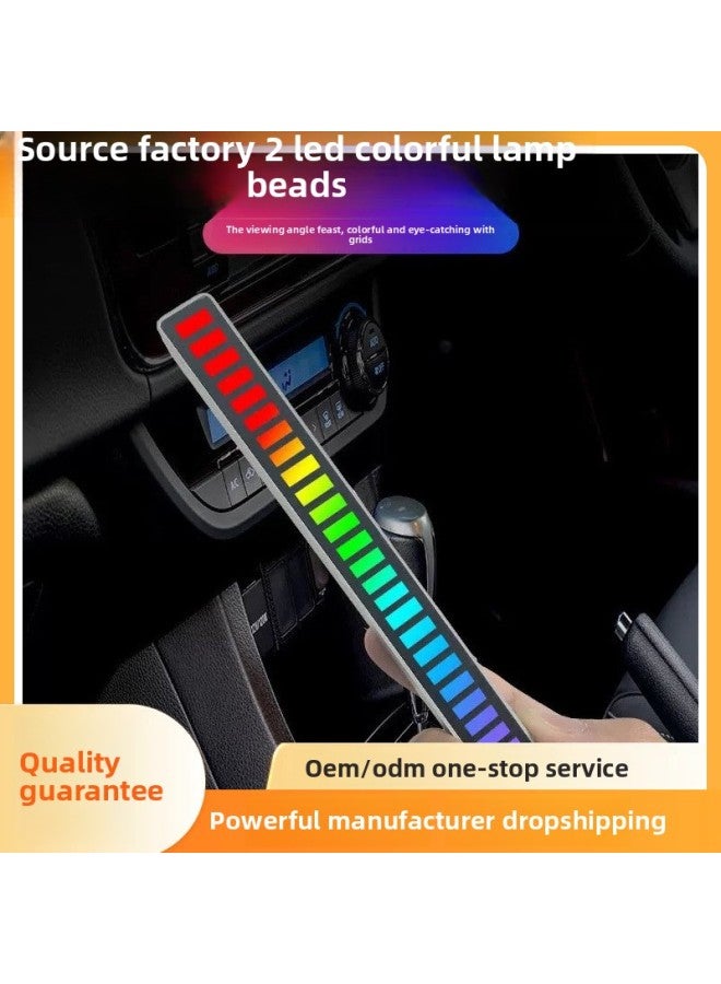 إسكدنيا Magnetic Suction RGB Voice Control Pickup Lamp LED Computer Atmosphere Lamp 3D Rhythm Lamp Music Lamp Desktop Car Free Wiring-Light Color: Upgraded 3d Version + App + Magnetic Suction - Image 2