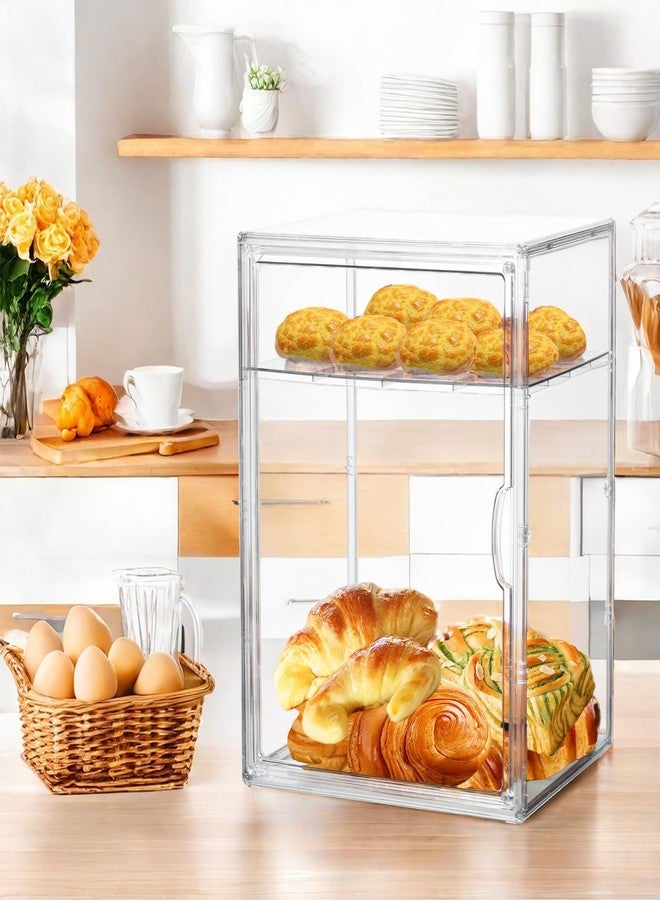 Attelite Pastry Display Case,4 Layers Adjustable Clear Bread Box for Kitchen Countertop,Bread Storage with Magnetic Door Bakery Pastry Display15.5x11.4x9.8inch - Image 4