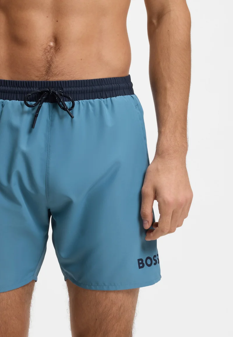 BOSS Turquoise Swim shorts with contrast logo and piping for Men | Best Price UAE