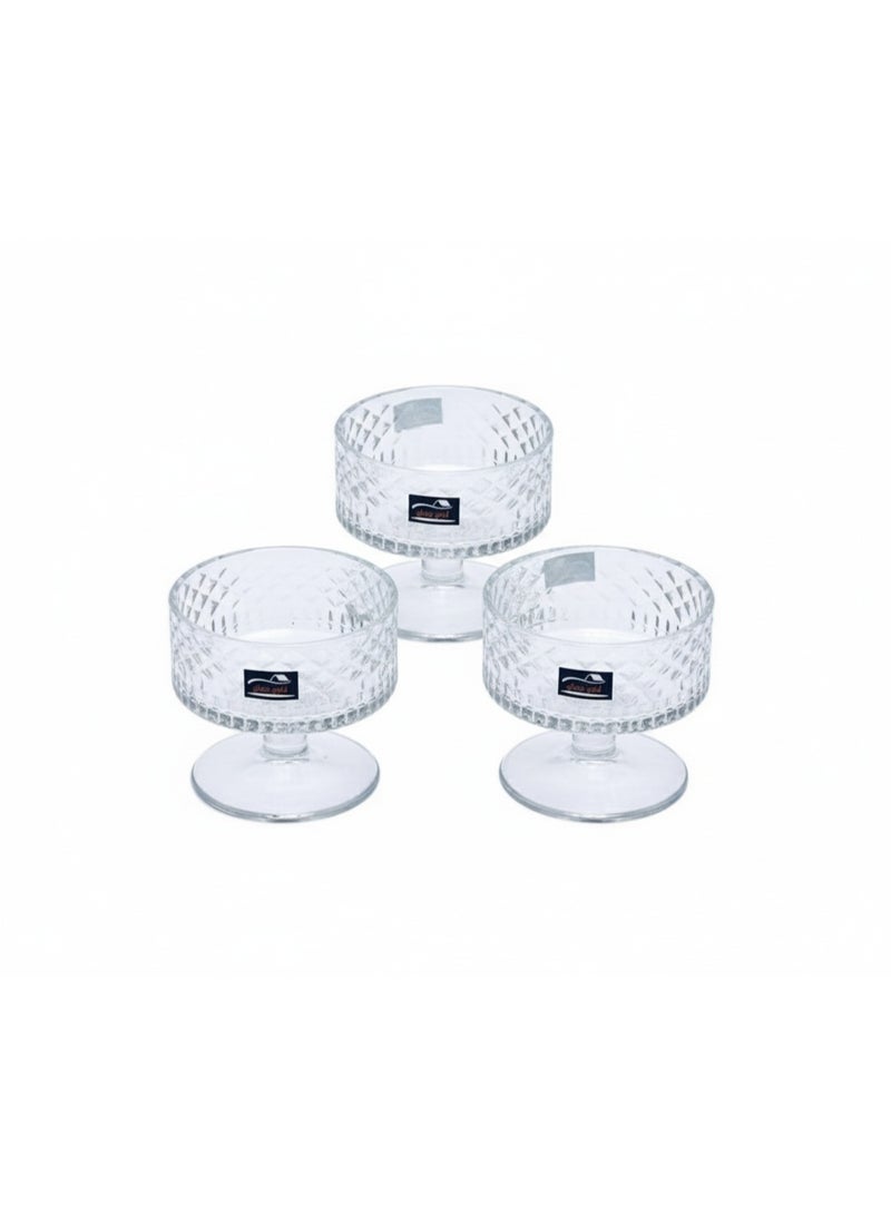 WAW Set of 3 Alana Crystal Dessert Bowls – Diamond Cut Design, Fine Handcrafted Crystal, Ideal for Serving Ice Cream, Nuts, Fruits, and Decorative Use - Image 3