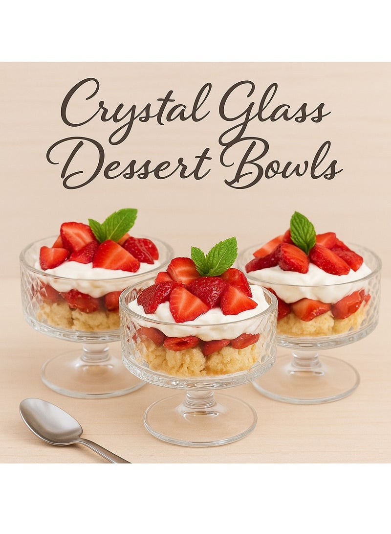 WAW Set of 3 Alana Crystal Dessert Bowls – Diamond Cut Design, Fine Handcrafted Crystal, Ideal for Serving Ice Cream, Nuts, Fruits, and Decorative Use - Image 4