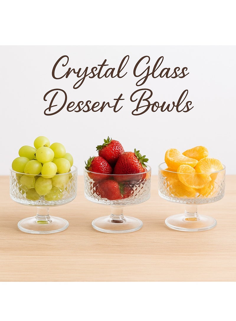 WAW Set of 3 Alana Crystal Dessert Bowls – Diamond Cut Design, Fine Handcrafted Crystal, Ideal for Serving Ice Cream, Nuts, Fruits, and Decorative Use - Image 2