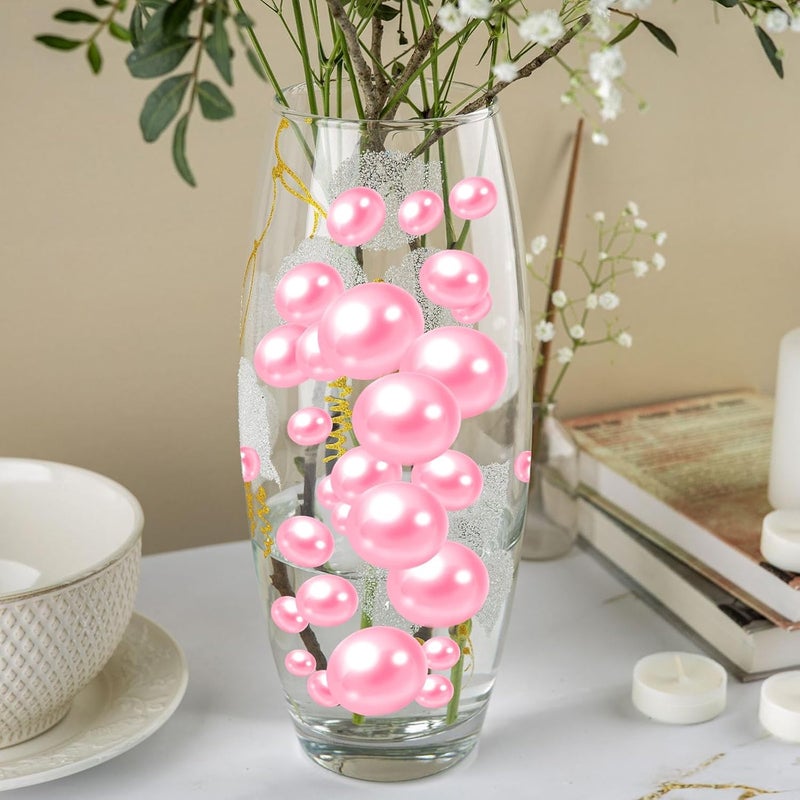 ZEBMOON 100PCS Pink Faux Pearls Beads for Centerpiece Vases, Vase Filler Faux Pearls, No Holes Filler Beads for Party Anniversary Valentine's Day Wedding Table Decor, 14/20/30mm - Image 5