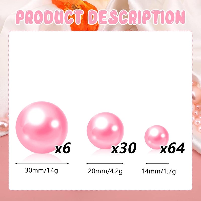 ZEBMOON 100PCS Pink Faux Pearls Beads for Centerpiece Vases, Vase Filler Faux Pearls, No Holes Filler Beads for Party Anniversary Valentine's Day Wedding Table Decor, 14/20/30mm - Image 2