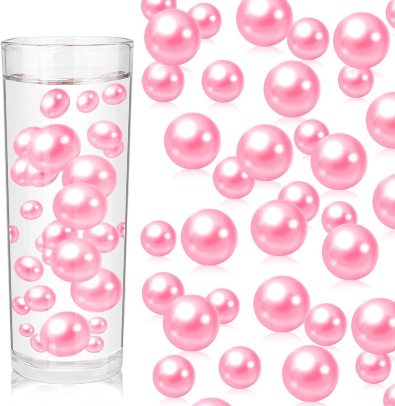 ZEBMOON 100PCS Pink Faux Pearls Beads for Centerpiece Vases, Vase Filler Faux Pearls, No Holes Filler Beads for Party Anniversary Valentine's Day Wedding Table Decor, 14/20/30mm - Image 1