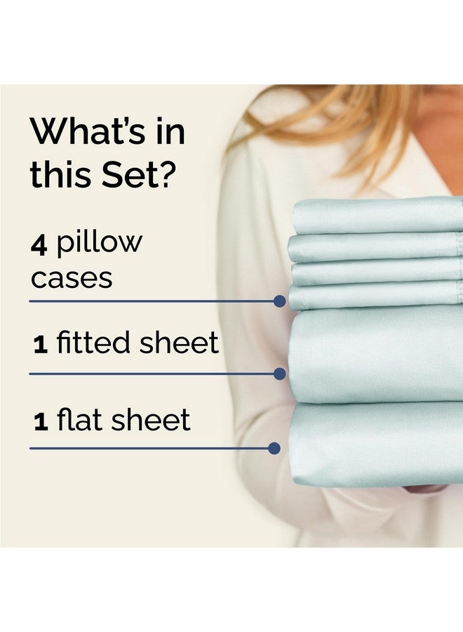 CGK Unlimited King 6 Piece Sheet Set - Comfy, Breathable & Cooling - Hotel Luxury Bedding for Women, Men, Kids & Teens - 1 Flat & 1 Fitted Sheet & 4 Pillowcases w/ Deep Pockets - Soft and Wrinkle Free - Ice Blue - Image 2
