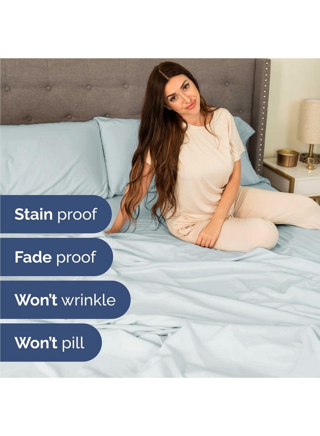 CGK Unlimited King 6 Piece Sheet Set - Comfy, Breathable & Cooling - Hotel Luxury Bedding for Women, Men, Kids & Teens - 1 Flat & 1 Fitted Sheet & 4 Pillowcases w/ Deep Pockets - Soft and Wrinkle Free - Ice Blue - Image 5