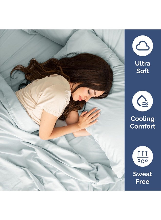CGK Unlimited King 6 Piece Sheet Set - Comfy, Breathable & Cooling - Hotel Luxury Bedding for Women, Men, Kids & Teens - 1 Flat & 1 Fitted Sheet & 4 Pillowcases w/ Deep Pockets - Soft and Wrinkle Free - Ice Blue - Image 4