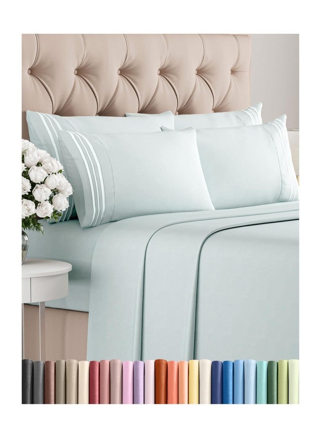 CGK Unlimited King 6 Piece Sheet Set - Comfy, Breathable & Cooling - Hotel Luxury Bedding for Women, Men, Kids & Teens - 1 Flat & 1 Fitted Sheet & 4 Pillowcases w/ Deep Pockets - Soft and Wrinkle Free - Ice Blue - Image 1