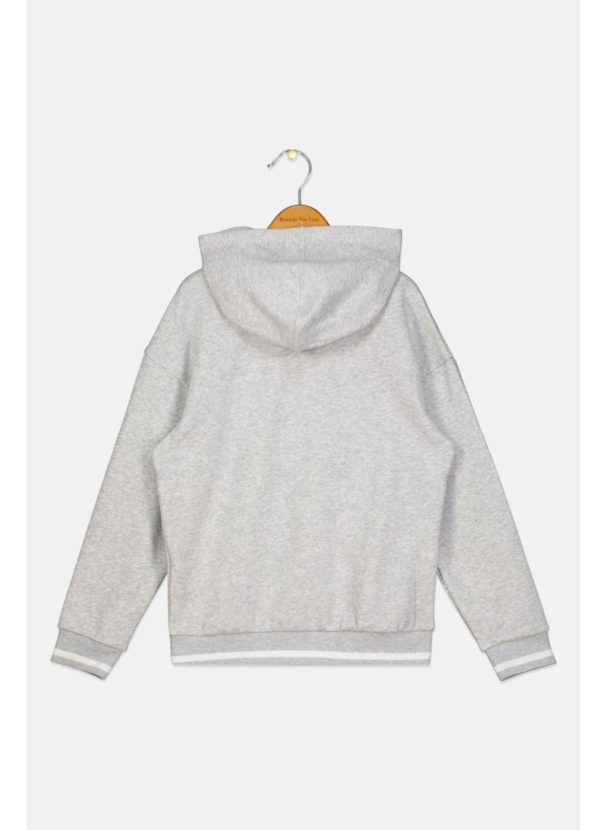 PUMA Kids Girl Relaxed Fit Long Sleeves Outdoor Sweatshirt, Light Grey  - Image 2