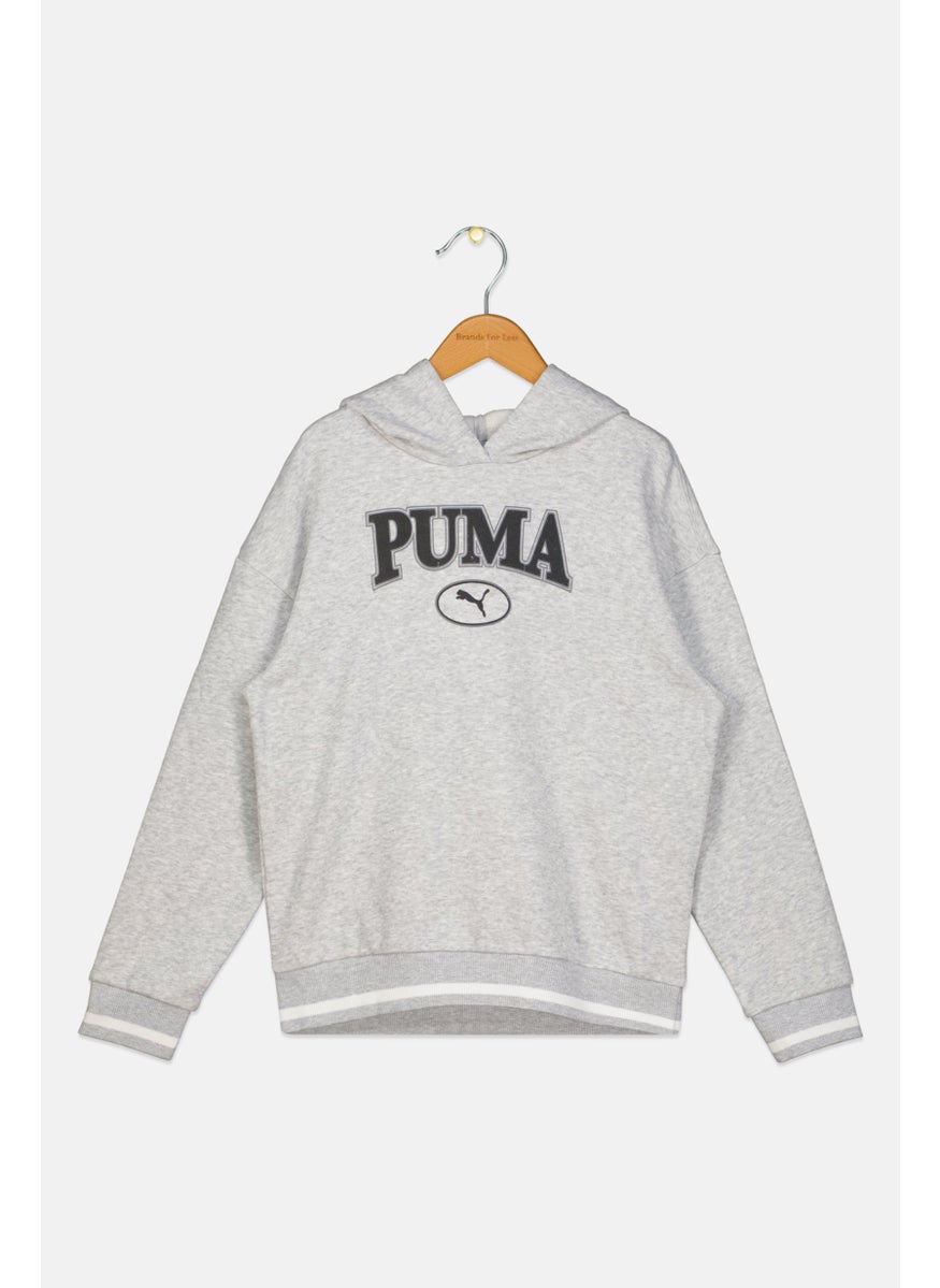 PUMA Kids Girl Relaxed Fit Long Sleeves Outdoor Sweatshirt, Light Grey  - Image 1