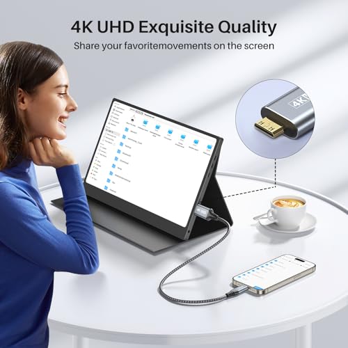 LDLrui USB C to Mini HDMI Cable 5Ft (Not HDMI),4K@60Hz/2K/1080P Type C to Mini HDMI 2.0 HDR Cord for Laptop,MacBook,ROG Ally,iPhone 15 Series,Galaxy S Series,Steam Deck to Portable Monitor - Image 3