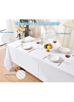 White Tablecloths for Rectangle Tables, 60 x 84 Inch Polyester Fabric Tablecloth Cover, Stain-Resistant and Wrinkle-Resistant Washable Tablecloth for Weddings, Birthdays, Parties - pzsku/Z74895586222649F63023Z/45/_/1740655524/135fc0b2-90ca-42ce-b4e7-803220dfbf14