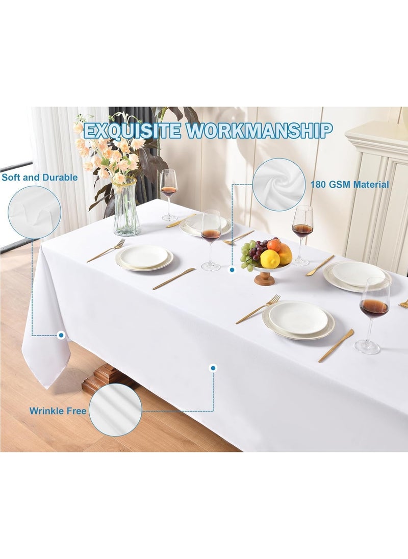 SRLIWHITE White Tablecloths for Rectangle Tables, 60 x 84 Inch Polyester Fabric Tablecloth Cover, Stain-Resistant and Wrinkle-Resistant Washable Tablecloth for Weddings, Birthdays, Parties  - Image 2