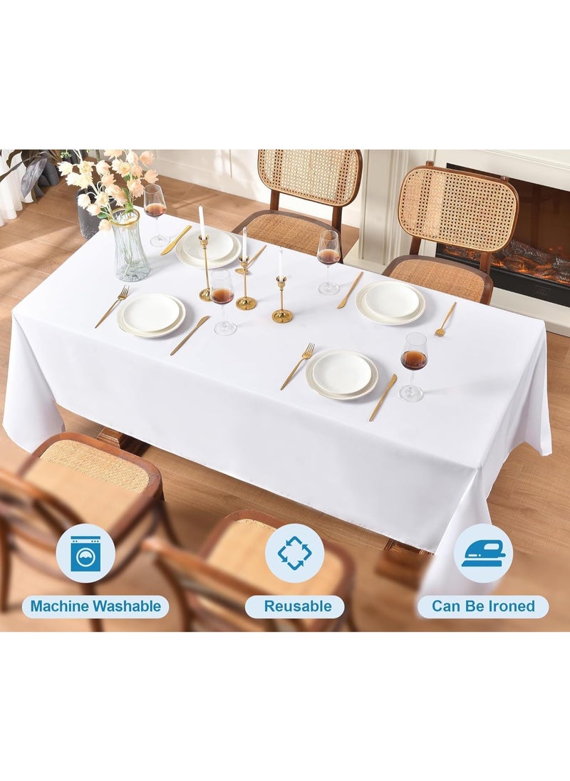 SRLIWHITE White Tablecloths for Rectangle Tables, 60 x 84 Inch Polyester Fabric Tablecloth Cover, Stain-Resistant and Wrinkle-Resistant Washable Tablecloth for Weddings, Birthdays, Parties  - Image 4