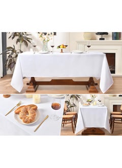 White Tablecloths for Rectangle Tables, 60 x 84 Inch Polyester Fabric Tablecloth Cover, Stain-Resistant and Wrinkle-Resistant Washable Tablecloth for Weddings, Birthdays, Parties - pzsku/Z74895586222649F63023Z/45/_/1740655564/9b2d3bfb-2120-43f6-a972-a2e78d61a724