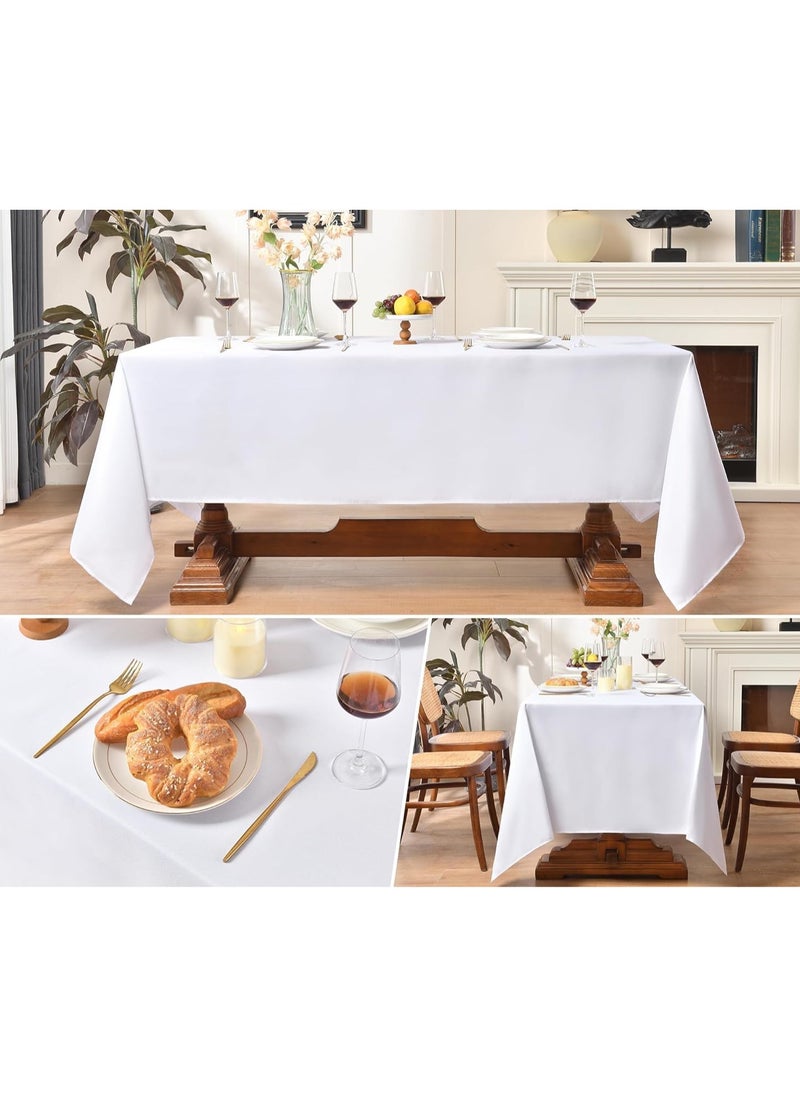 SRLIWHITE White Tablecloths for Rectangle Tables, 60 x 84 Inch Polyester Fabric Tablecloth Cover, Stain-Resistant and Wrinkle-Resistant Washable Tablecloth for Weddings, Birthdays, Parties  - Image 5