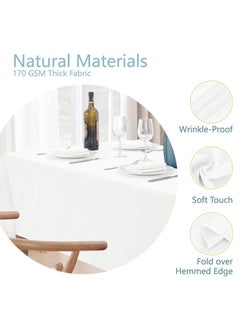 White Tablecloths for Rectangle Tables, 60 x 84 Inch Polyester Fabric Tablecloth Cover, Stain-Resistant and Wrinkle-Resistant Washable Tablecloth for Weddings, Birthdays, Parties - pzsku/Z74895586222649F63023Z/45/_/1740655723/53dbd2ba-ff2a-4e0c-9cda-e1c2a30cf445