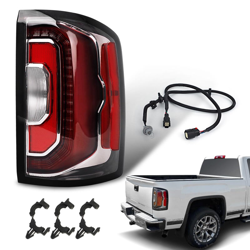KNSPEC LED Tail Lights Compatible with 2016 2017 2018 GMC Sierra 1500GMC Sierra 1500 Denali Right Passenger Side Rear Lamp Brake Taillight 84233588 84365931 GM2801295Red Right Passenger Side