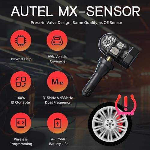 Autel TPMS Sensors 2in1 Dual Frequency (315MHz + 433MHz) MX-Sensor Tire Sensor, OE-Level Universal TPMS Sensors Programmable by Autel TPMS Tool Compatible with TS408 TS508 TS608 (Rubber Stem 8pcs) - Image 3